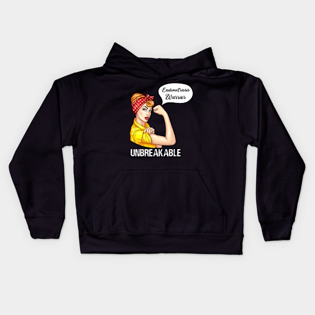 Endometriosis Warrior Unbreakable Kids Hoodie by fiar32